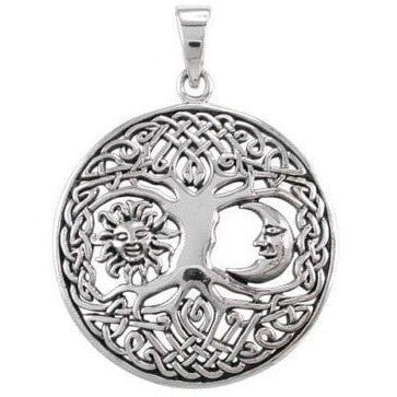 925 Silver Celestial Faces and Tree of Life Pendant - SilverMania925