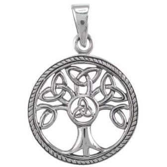 925 Silver Tree of Life with Triquetra Symbols Pendant - SilverMania925
