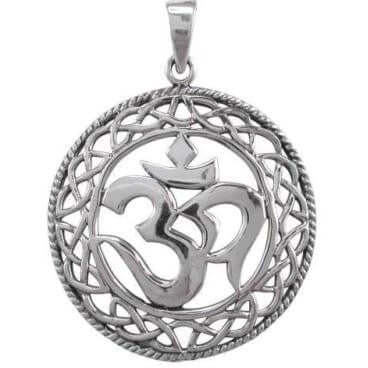 Sterling Silver Om Symbol with Celtic Infinity Knots Pendant - SilverMania925
