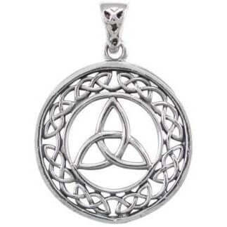 925 Sterling Silver Celtic Triquetra Round Pendant - SilverMania925