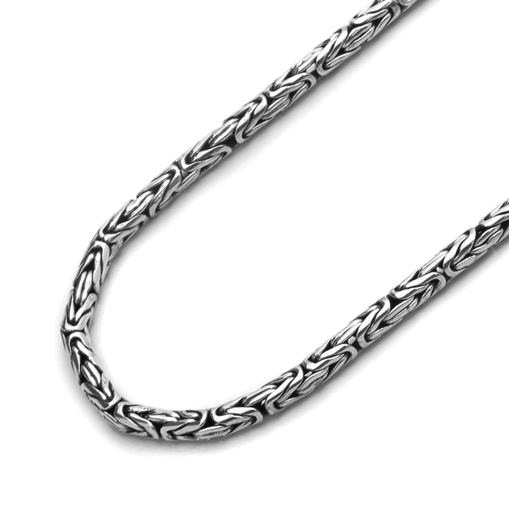 925 Sterling Silver Viking King's Necklace Byzantine Chain