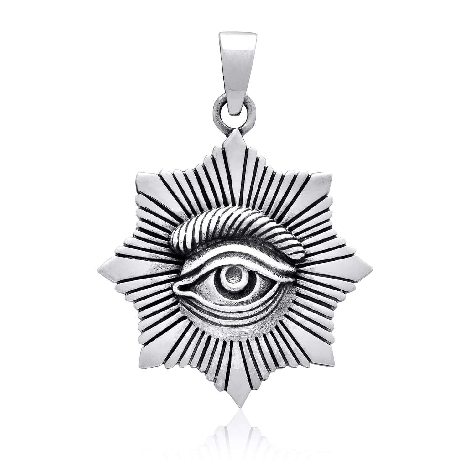 925 Sterling Silver All-Seeing Egyptian Eye of Horus Protection Pendant